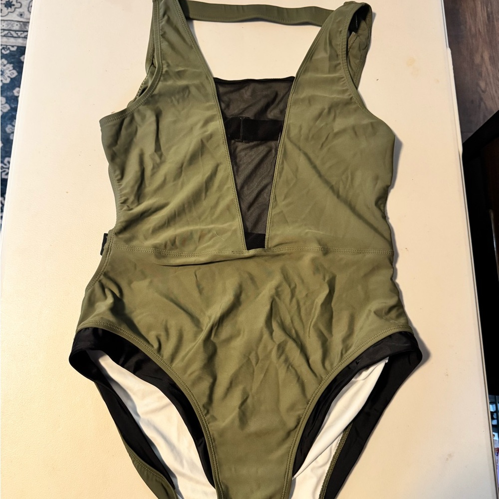 Olive Green One-Piece Swimsuit